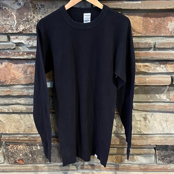 Carhartt 100% Cotton Black Long Sleeve Thermal Base Layer Shirt - Picture 1 of 6